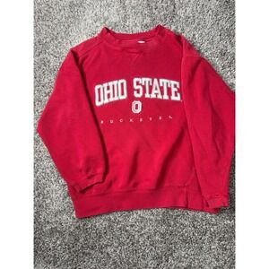 Vintage Ohio State Buckeyes Logo 7 Youth L Red Crewneck Sweatshirt OSU